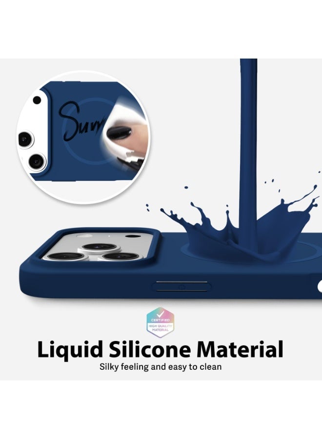 أكاليكس جراب هاتف مغناطيسي رفيع لهاتف آيفون 17 برو ماكس، متوافق مع الشحن اللاسلكي ماج سيف، مصنوع من السيليكون المطاطي الناعم الأنيق | أزرق داكن - Image 3