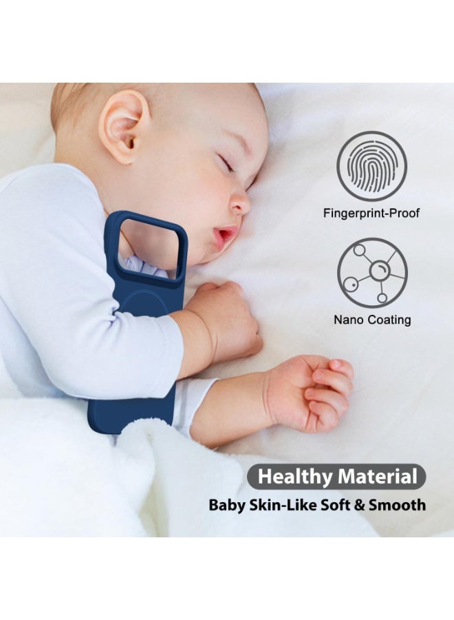 أكاليكس جراب هاتف مغناطيسي رفيع لهاتف آيفون 17 برو ماكس، متوافق مع الشحن اللاسلكي ماج سيف، مصنوع من السيليكون المطاطي الناعم الأنيق | أزرق داكن - Image 4