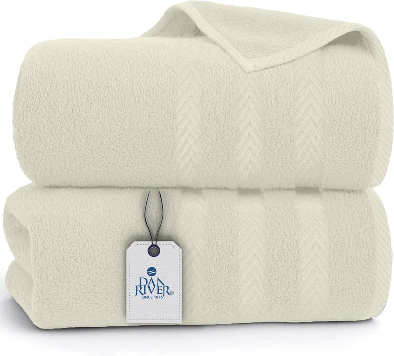DAN RIVER 2 Pack Luxury Bath Sheets 35x70, 600 GSM, Soft & Quick Dry 100% Ring Spun Cotton Towels Ideal for Hotels, Spas, Gyms & Salons Extra Large, Ivory - Image 1