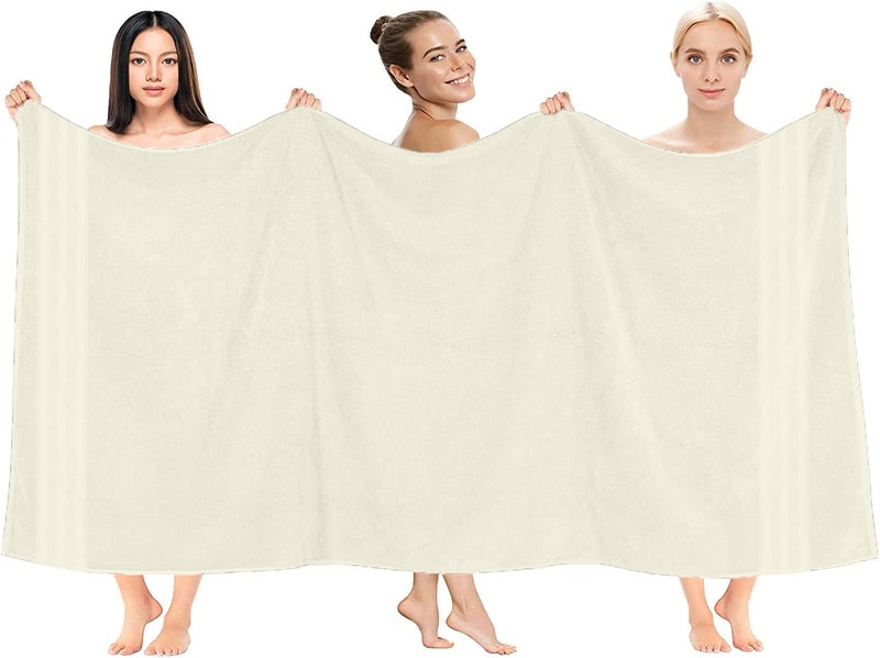 DAN RIVER 2 Pack Luxury Bath Sheets 35x70, 600 GSM, Soft & Quick Dry 100% Ring Spun Cotton Towels Ideal for Hotels, Spas, Gyms & Salons Extra Large, Ivory - Image 5