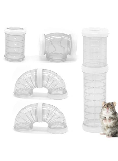 8 PCS Hamster Tube Set, Transparent DIY Connection Adventure Tunnel Expansion (White(diameter 5.5cm))