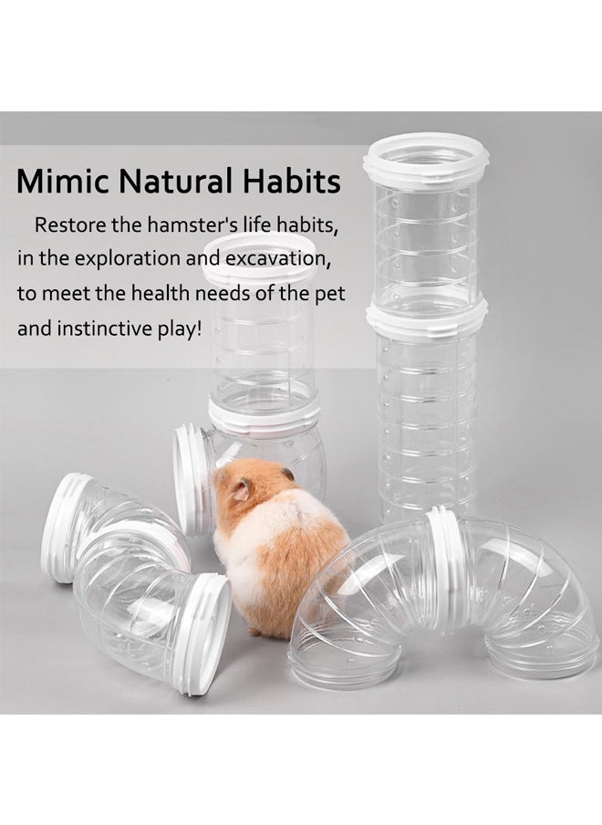 Neostyle - 8 PCS Hamster Tube Set, Transparent DIY Connection Adventure Tunnel Expansion (White(diameter 5.5cm)) - Image 1