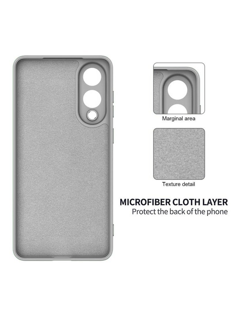 راكسوم غطاء حماية فاخر من السيليكون السائل الناعم لهاتف سامسونج جالاكسي إس 25 إيدج 5G 2025 - مقاوم للصدمات والخدوش وبصمات الأصابع، غطاء خلفي رفيع واقٍ مع بطانة من الألياف الدقيقة - رمادي - Image 4