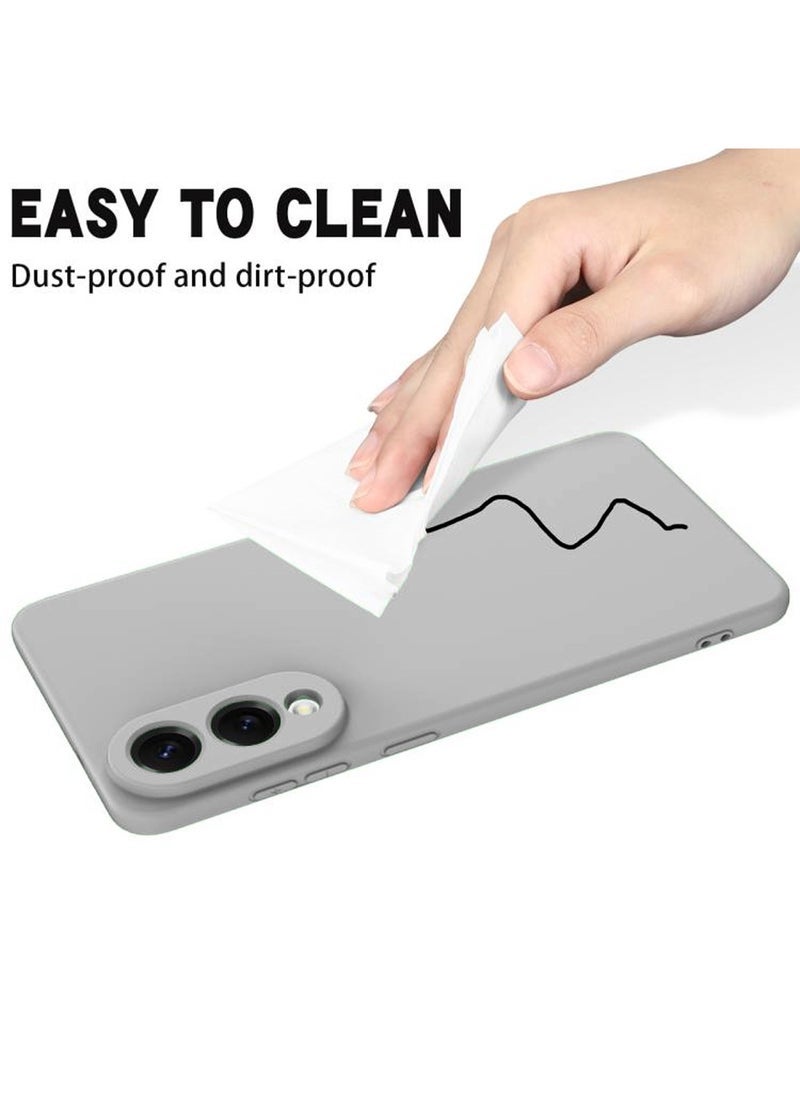 راكسوم غطاء حماية فاخر من السيليكون السائل الناعم لهاتف سامسونج جالاكسي إس 25 إيدج 5G 2025 - مقاوم للصدمات والخدوش وبصمات الأصابع، غطاء خلفي رفيع واقٍ مع بطانة من الألياف الدقيقة - رمادي - Image 5