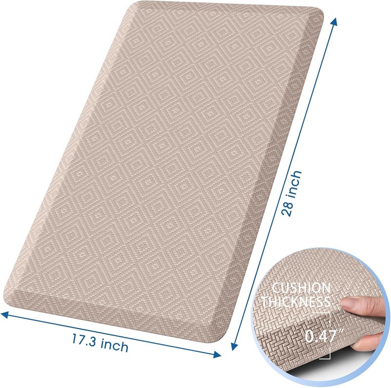 Mattitude Kitchen Mat Cushioned Anti-Fatigue Floor Mat Water Resistant Non-Slip Mats and Rugs Standing and Comfort Desk Mats for House Sink Office Laundry (Beige, 17.3"x28") - Image 2