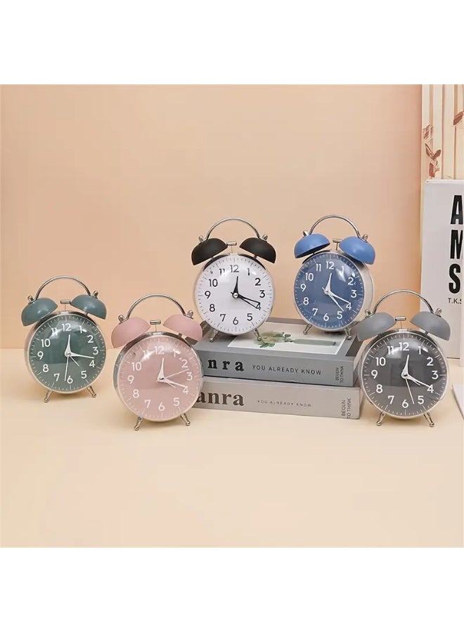 Loud alarm clock in the shape of a double bell with a soft night light and alarm clock for students to decorate the home, bedroom and office (grey) - Image 2