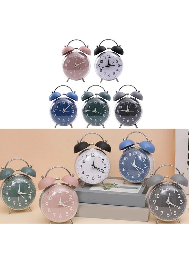 Loud alarm clock in the shape of a double bell with a soft night light and alarm clock for students to decorate the home, bedroom and office (grey) - Image 3