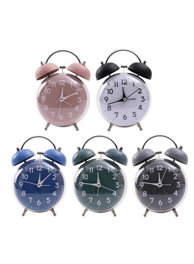 Loud alarm clock in the shape of a double bell with a soft night light and alarm clock for students to decorate the home, bedroom and office (grey) - Image 4