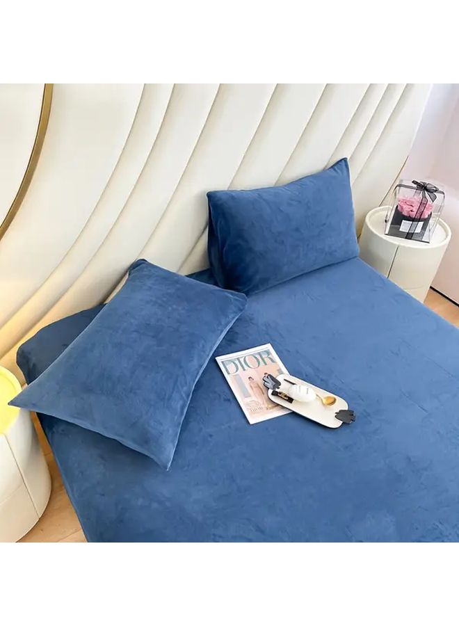 Deep Sky Blue 31 5x31 5 Inch 2 Pack Milk Velvet Queen Pillowcases Ultra Soft Plush Flannel Pillow Covers - Image 2