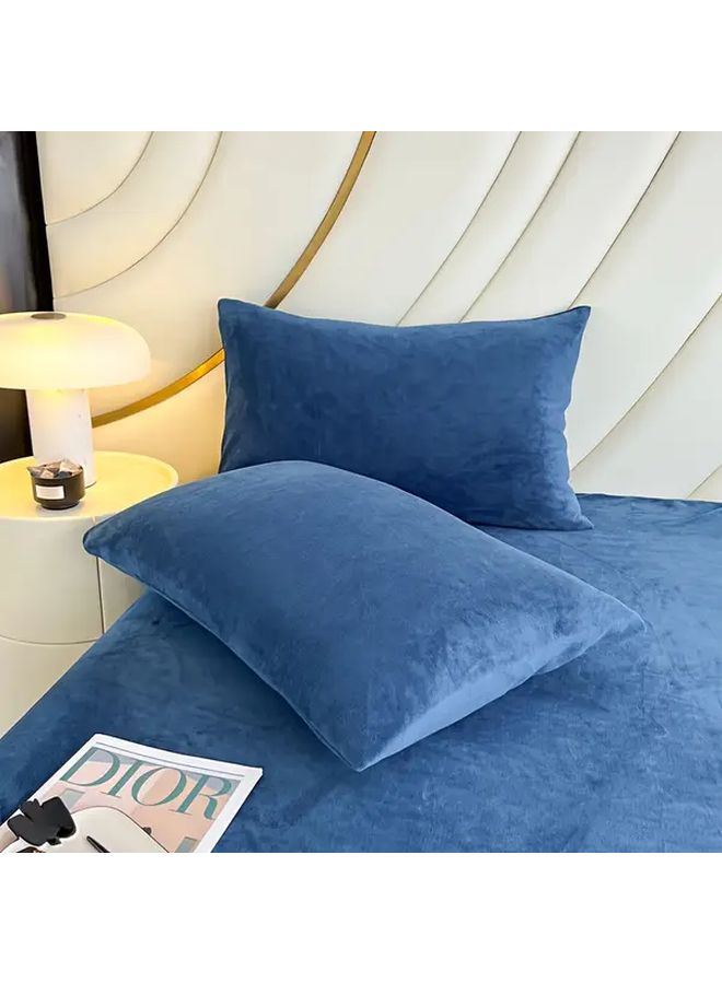 Deep Sky Blue 31 5x31 5 Inch 2 Pack Milk Velvet Queen Pillowcases Ultra Soft Plush Flannel Pillow Covers - Image 1