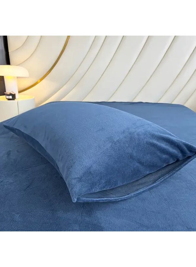 Deep Sky Blue 31 5x31 5 Inch 2 Pack Milk Velvet Queen Pillowcases Ultra Soft Plush Flannel Pillow Covers - Image 5