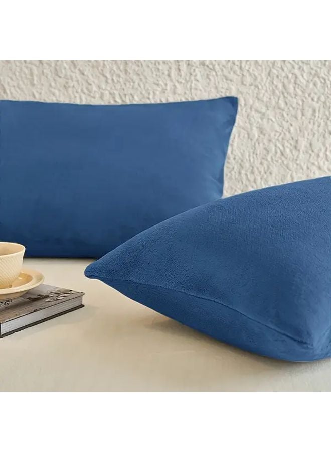Deep Sky Blue 31 5x31 5 Inch 2 Pack Milk Velvet Queen Pillowcases Ultra Soft Plush Flannel Pillow Covers - Image 4