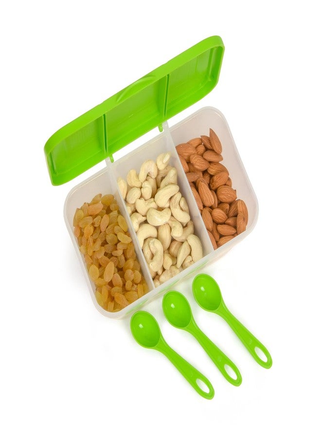 RILION Multipurpose Plastic 3 In 1 Fridge Storage Boxes Containers Masala Box for Kitchen, for Kitchen, Transparent Storage Containers Airtight Grocery, Cereal, Dry Fruits Dabba 1100 ML with 3 Spoons - Image 2