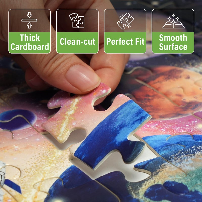 BenBen Puzzles for Kids Ages 4-6, 3 Pack 100 Pieces Large Puzzles for Toddlers 3-5 (Dinosaurs, Outer Space, Ocean Life), Learning & Educational Games for Kids 6-8, 19.75â€ x 13.75â€ - Image 4
