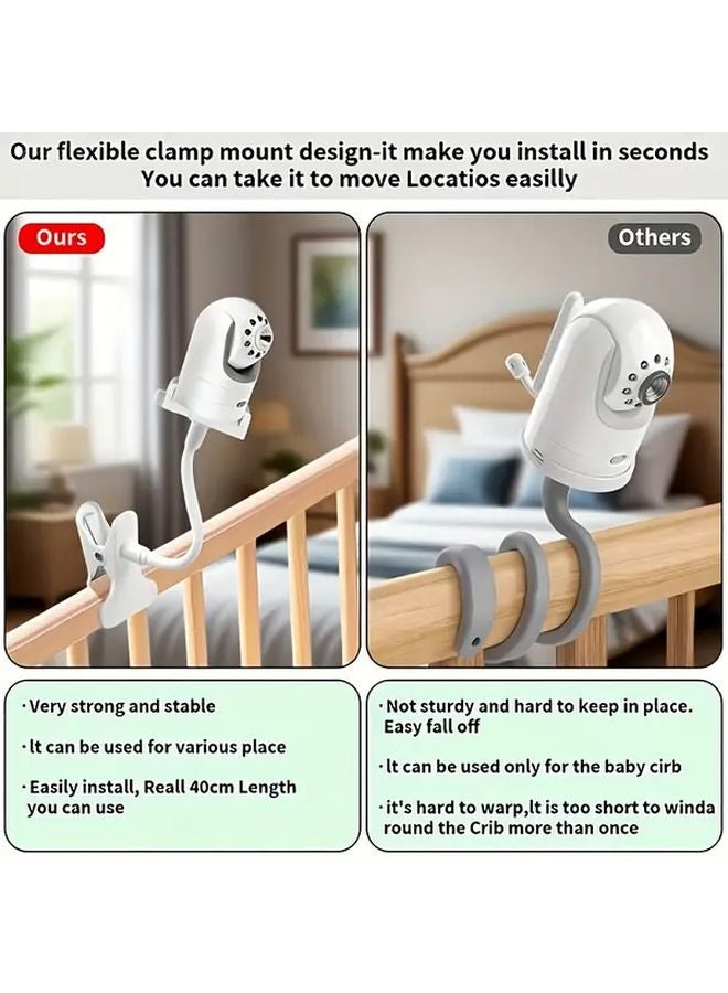 وايت 13 78 بوصة حامل مراقبة أطفال قابل للتعديل مع ذراع مرن طويل وتركيب مشبك آمن - Image 4