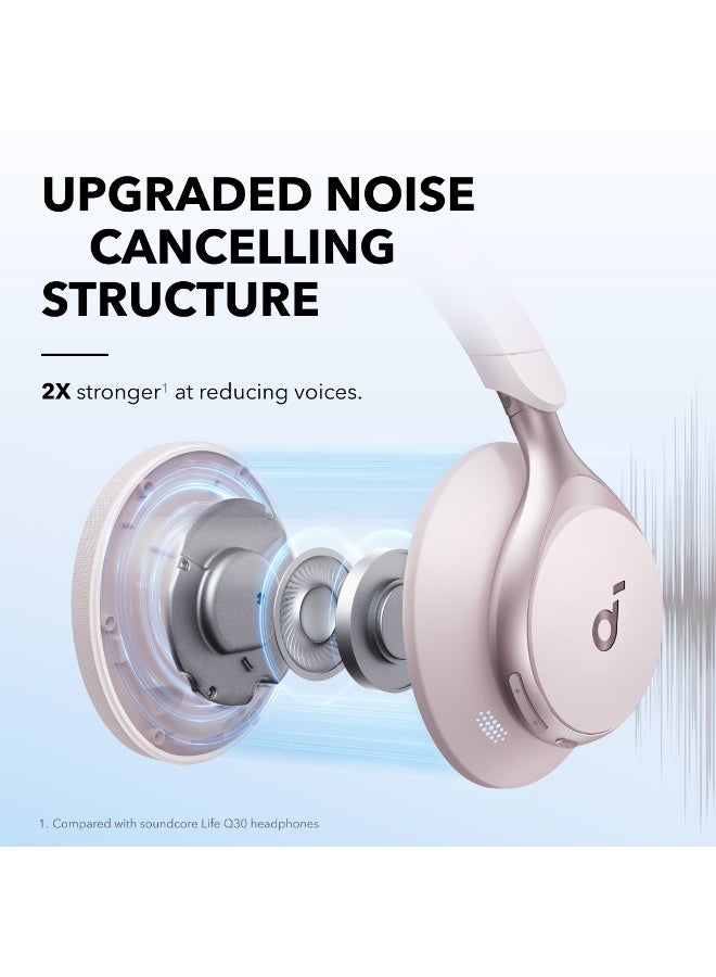 Soundcore By Anker, Space One, Active Noise Cancelling Headphones, 2X Stronger Voice Reduction, 40H ANC Playtime, App Control, LDAC Hi-Res Wireless Audio, Comfortable Fit, Clear Calls, Bluetooth 5.3 Cloud Pink - Image 2