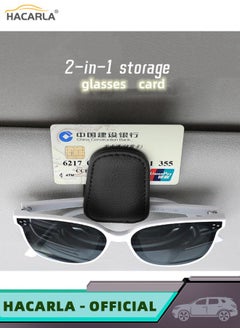 HACARLA 2 Pcs Car Visor Leather Sunglasses Holder Car Visor Universal Magnetic Adsorbed Eyeglasses Hanging Clip Genuine Storage Clip Ticket Card Clip Car Visor Accessories  - Image 3