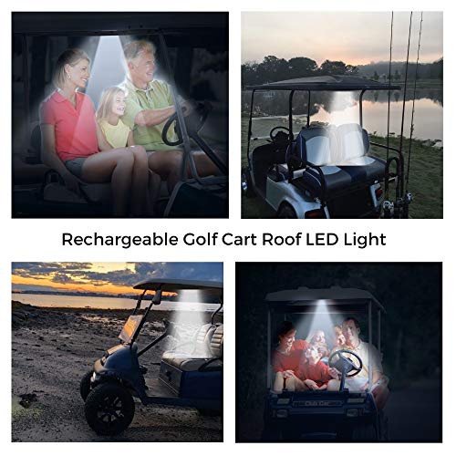 MADSON GOLF 2-Pk Universal Golf Cart Roof Stick On Anywhere One Touch LED Light fits Club Car, Onward, Precedent, EZGO, Yamaha, and Garia carts, USB Rechargeable Puck Designed for Golf cart use, Great Golf Gifts - Image 3