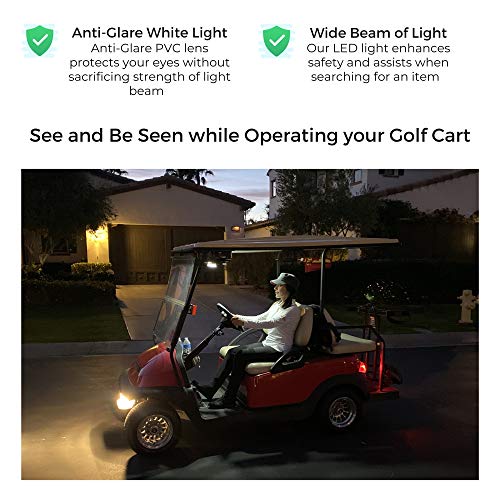 MADSON GOLF 2-Pk Universal Golf Cart Roof Stick On Anywhere One Touch LED Light fits Club Car, Onward, Precedent, EZGO, Yamaha, and Garia carts, USB Rechargeable Puck Designed for Golf cart use, Great Golf Gifts - Image 2