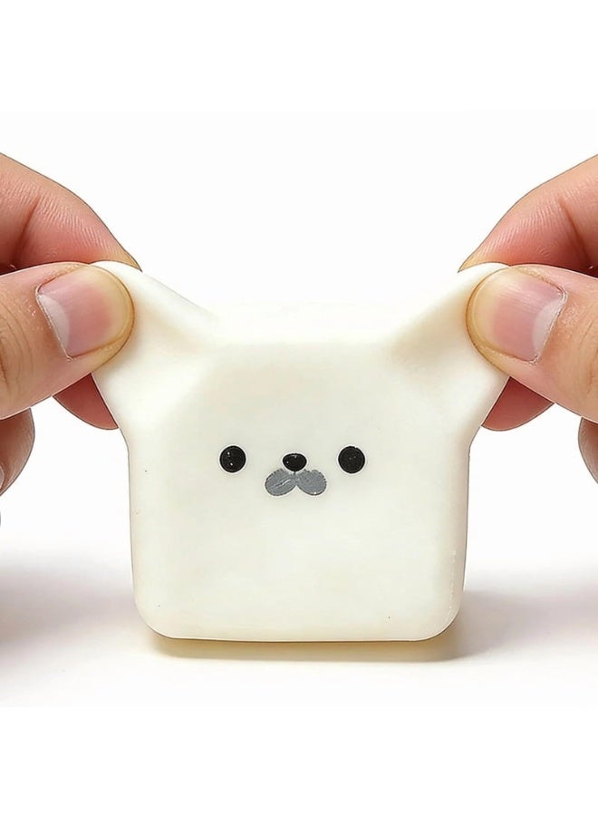 Tofu Seal Sou ishy. White Cube StressToy, Sot Moldable Dough Fidget Blockwith Slow Rise Texture. Sily SaueezeBall for Aniety Rellef, Cute Seal FaceShaped Saftest Tofu Squishy (1PC) - Image 2
