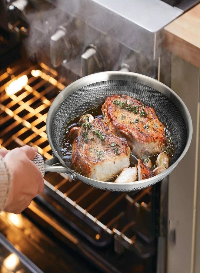Touchcart Stainless Steel Honeycomb Non-Stick Frying Pan 24 cm | Stay-Cool Handle | Non-Toxic & Dishwasher Safe | Oven & All Hob Types Compatible | 1 Pc (Multicolor) - Image 3