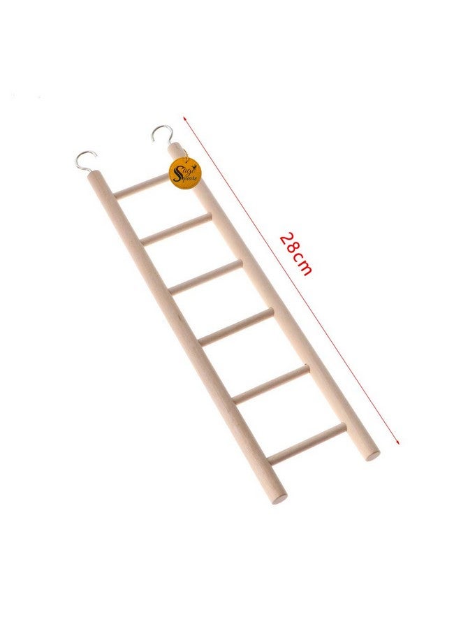 سايج سكوير سلم تسلق خشبي طبيعي مرح من Sage Square للتمرين والمتعة || مع خطافات للتعليق || للطيور والببغاوات والبادجي والطيور الصغيرة والمتوسطة والكبيرة الأخرى || 6 مستويات / 30 سم - Image 2