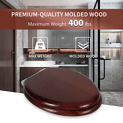 Angel Shield Toilet Seat Round Wood with Slow Close,Easy Clean,Quick-Release Hinges (Round,Dark Walnut) - Image 5