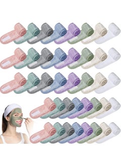 Geosar Geosar 40 Pcs Spa Headbands Bulk Spa Facial Headbands Adjustable Face Washing Headband Head Wrap Makeup Hair Wrap Double Layer Coral Fleece Hair Band for Bath Shower Sports Yoga 