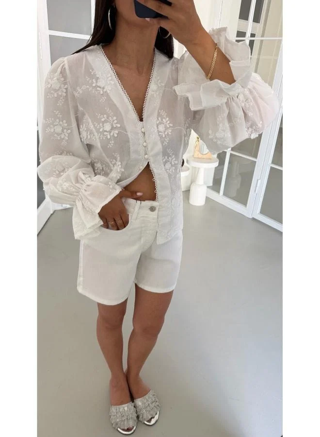 Gaus  White Tencel Denim Shorts GAUS-01802. for Women | Best Price UAE