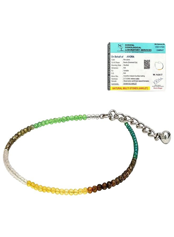 AVORA Dhan Yog Anklet for Women | Pyrite, Citrine & Green Aventurine Crystal Anklet for Wealth & Prosperity | Astrology Dhanyog Payal with Certificate of Authenticity | Stylish Beaded - Image 1
