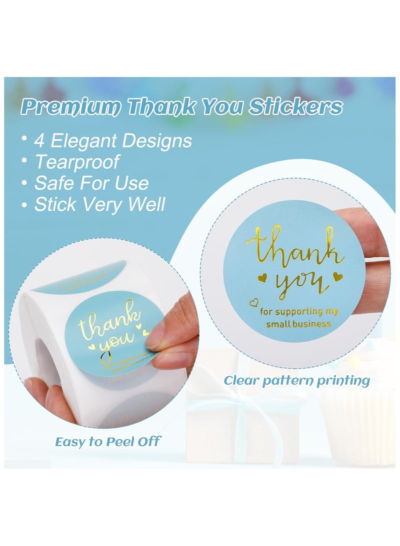 قوس قزح أورينبو ملصقات شكرًا لدعمك لشركتي الصغيرة، 500 قطعة، مقاس 1.5 بوصة، ملصقات شكرًا للتغليف، ملصق شكرًا بورق ذهبي أزرق، للشركات الصغيرة، للمظاريف، الأختام، متاجر تجار التجزئة - Image 3