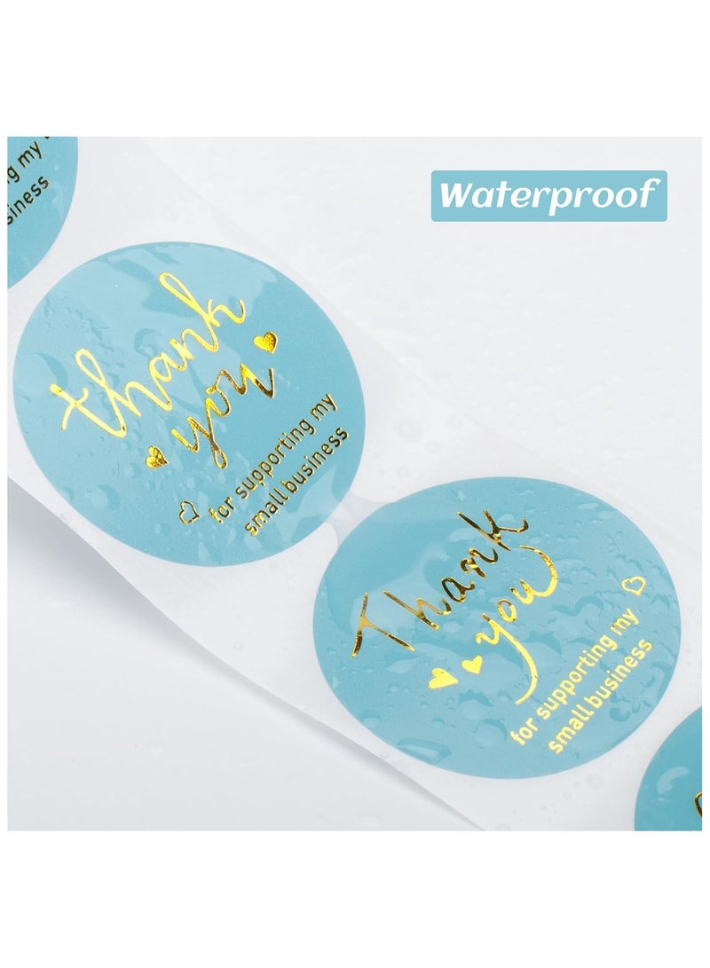 قوس قزح أورينبو ملصقات شكرًا لدعمك لشركتي الصغيرة، 500 قطعة، مقاس 1.5 بوصة، ملصقات شكرًا للتغليف، ملصق شكرًا بورق ذهبي أزرق، للشركات الصغيرة، للمظاريف، الأختام، متاجر تجار التجزئة - Image 4