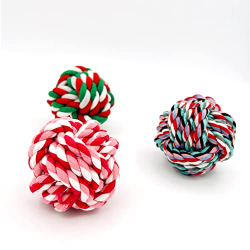 YESWOOD Puppy Toys Small Rope Balls for Teething Puppy Chew Pink ToyPet Friendly Washable Dog Toy Rope Ball for Small and Medium Dogs 080 Pounds3Pack Dog Interactive Gifts - Image 1