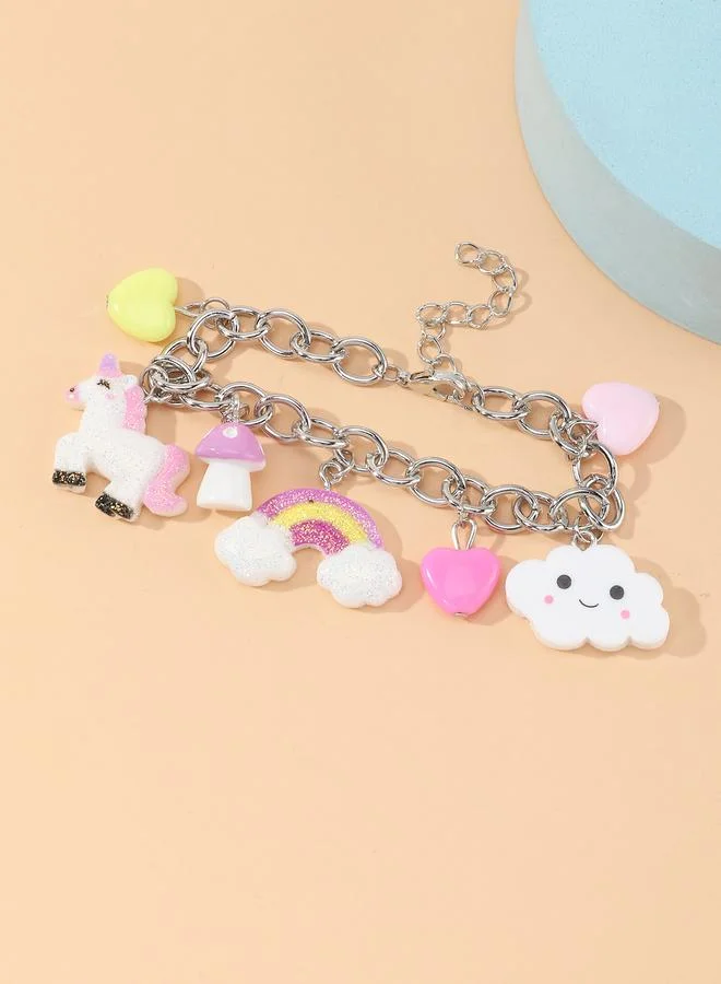 Take Two  Girls Multi-Color Unicorn and Rainbow Charm Bracelet for Women | Best Price UAE