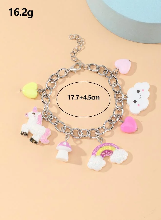 Take Two  Girls Multi-Color Unicorn and Rainbow Charm Bracelet for Women | Best Price UAE