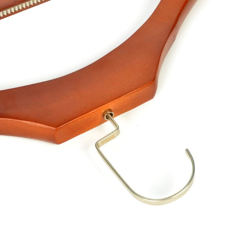 Ganpati Hangers Bridals Solid Wooden Hangers with Notches Flat Golden Chrome Hook for Dress Clothes Lehenga Bridal Wear Coats Jackets Pants Shirts Skirts Pack of 2  - Image 4