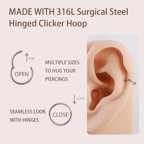 FANSING 20g Nose Rings Surgical Steel 20 Gauge Nose Hoop 7mm Cartilage Earring Hoop Helix Daith Tragus Piercing Jewelry - Image 4
