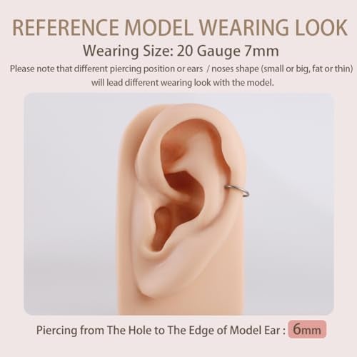 FANSING 20g Nose Rings Surgical Steel 20 Gauge Nose Hoop 7mm Cartilage Earring Hoop Helix Daith Tragus Piercing Jewelry - Image 2