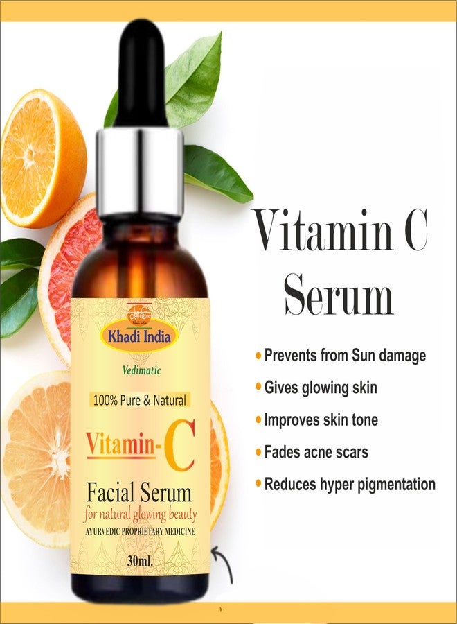 Vedimatic Khadi Natural Herbal Bright Complete Night Vitamin C Serum, 10% Pure Vitamin C, For Bright Skin, PM Routine, All Skin Types 30ml. - Image 3