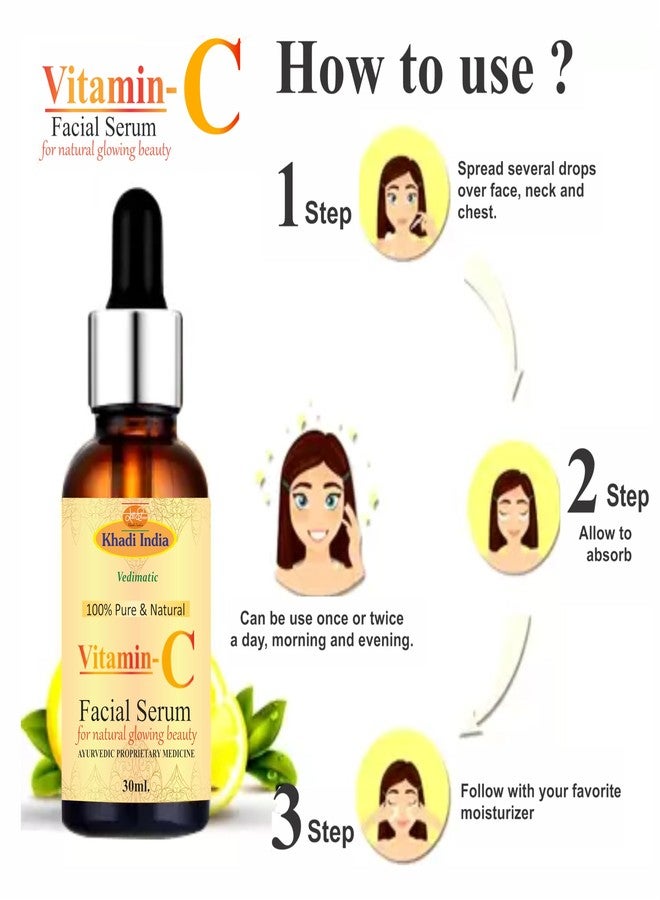 Vedimatic Khadi Natural Herbal Bright Complete Night Vitamin C Serum, 10% Pure Vitamin C, For Bright Skin, PM Routine, All Skin Types 30ml. - Image 5