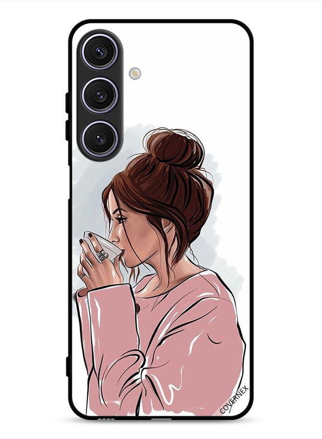 Covernex Samsung Galaxy A26 Protective Case Cover Girl Drinking Tea Art - Image 1