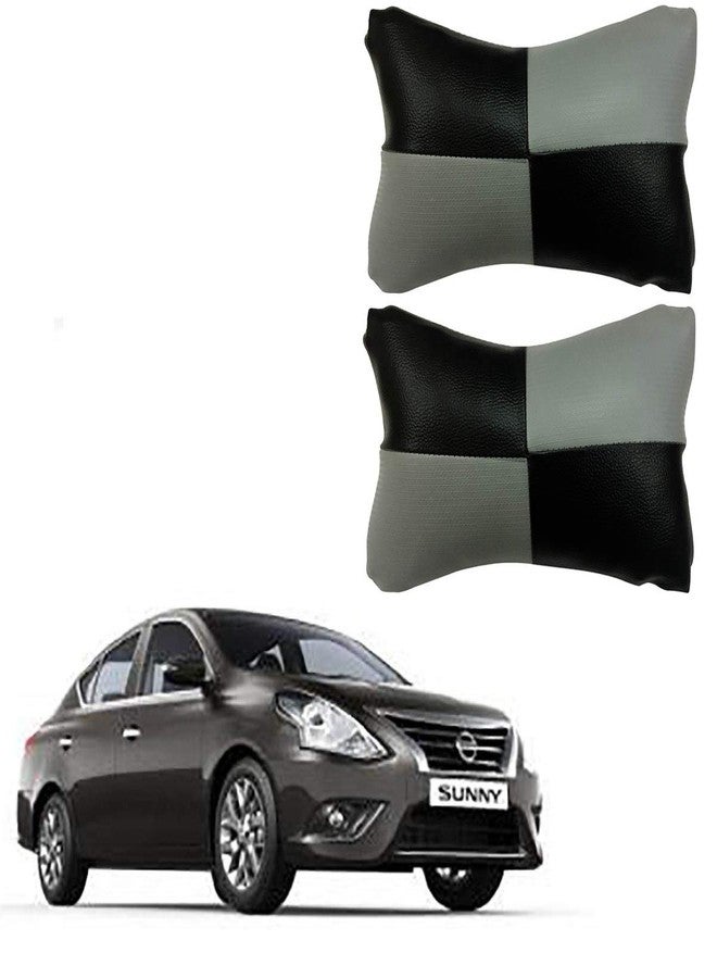 Adroitz Grey Car Cushion in Check Design Material Leatherette_108 - Image 1