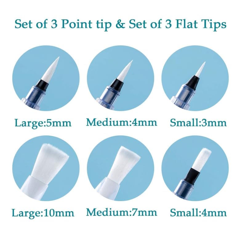 Stavae Stavae Water Brush Pens, Premium Nylon Brushs Set of 6 Aqua Painting Brushes for Water Soluble Colored Pencil, Powdered Pigment, Watercolor Paints,Art Supplies for Beginners and Professional Artist - Image 4
