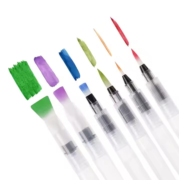 Stavae Stavae Water Brush Pens, Premium Nylon Brushs Set of 6 Aqua Painting Brushes for Water Soluble Colored Pencil, Powdered Pigment, Watercolor Paints,Art Supplies for Beginners and Professional Artist - Image 1