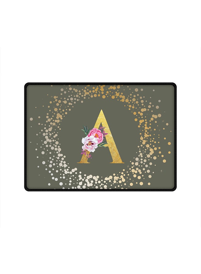 Stylizedd Designer Gaming Mouse Pad Anti-Skid Mousepad Large Keyboard Mouse Pad Desk Mat Custom Monogram Initial Letter Floral Pattern Alphabet - A(Olive Green) - Image 1