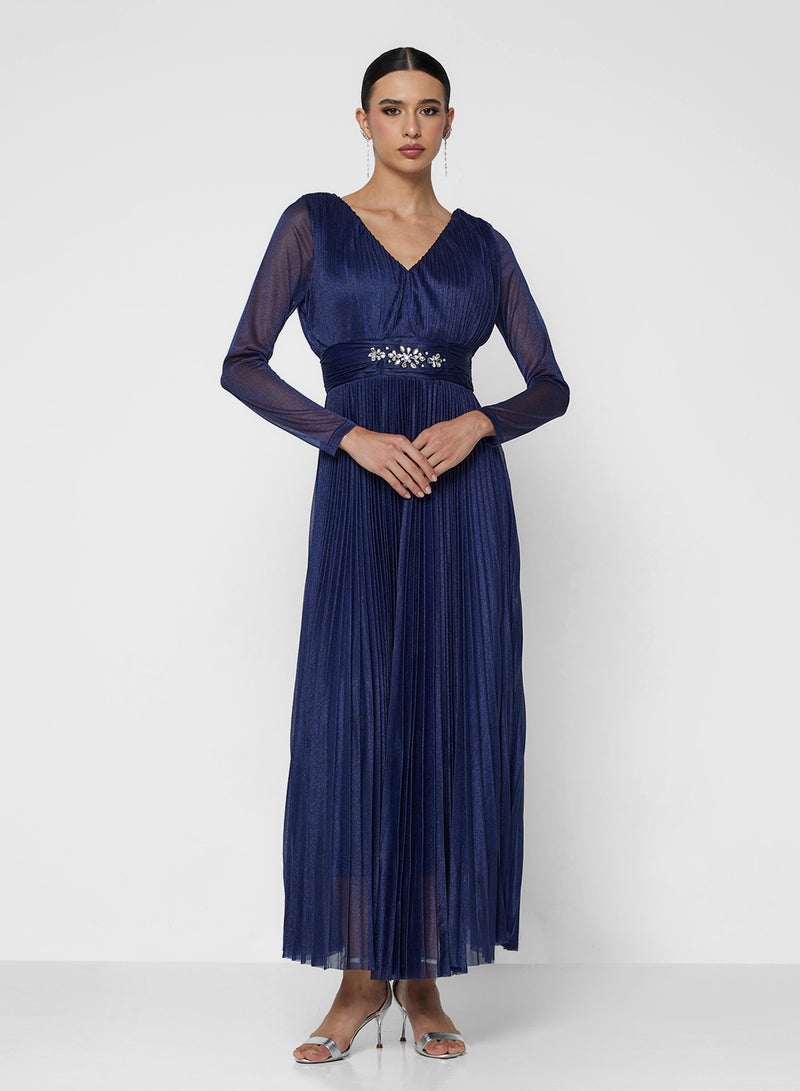 Ella Limited Edition Pleated A-line Dress With Sheer Sleeves - Image 4