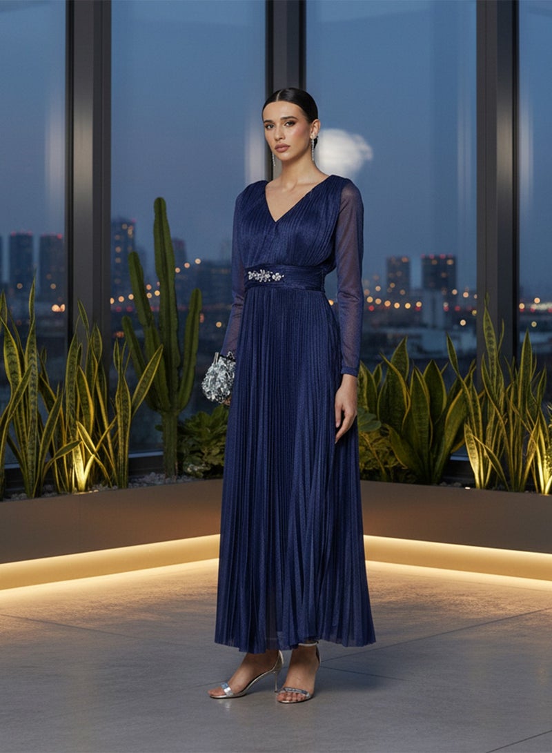 Ella Limited Edition Pleated A-line Dress With Sheer Sleeves - Image 5