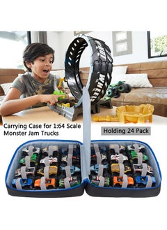 KISLANE Carrying Case For 24 Monster Jam Trucks Kids Toy Truck Storage Compatible With 24 Monster Jam Trucks Holding For 1:64 Scale Monster Jam Trucks (No Accessories Included)  - Image 3