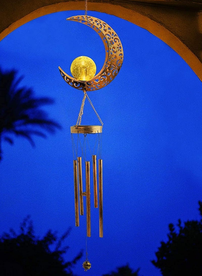 VUCATIN Ramadan Moon Solar Garden Lights Wrought Iron Hollow Moon Wind Chime Pendant LED Outdoor Garden Landscape Decoration - Image 3