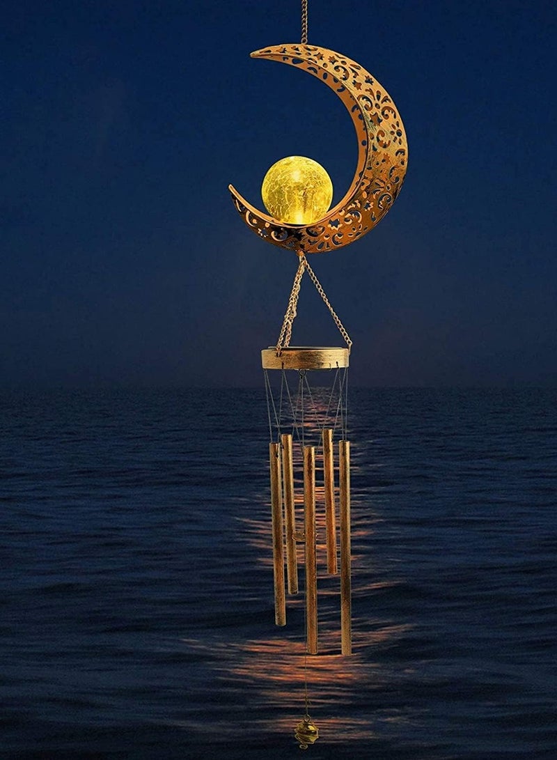 VUCATIN Ramadan Moon Solar Garden Lights Wrought Iron Hollow Moon Wind Chime Pendant LED Outdoor Garden Landscape Decoration - Image 4